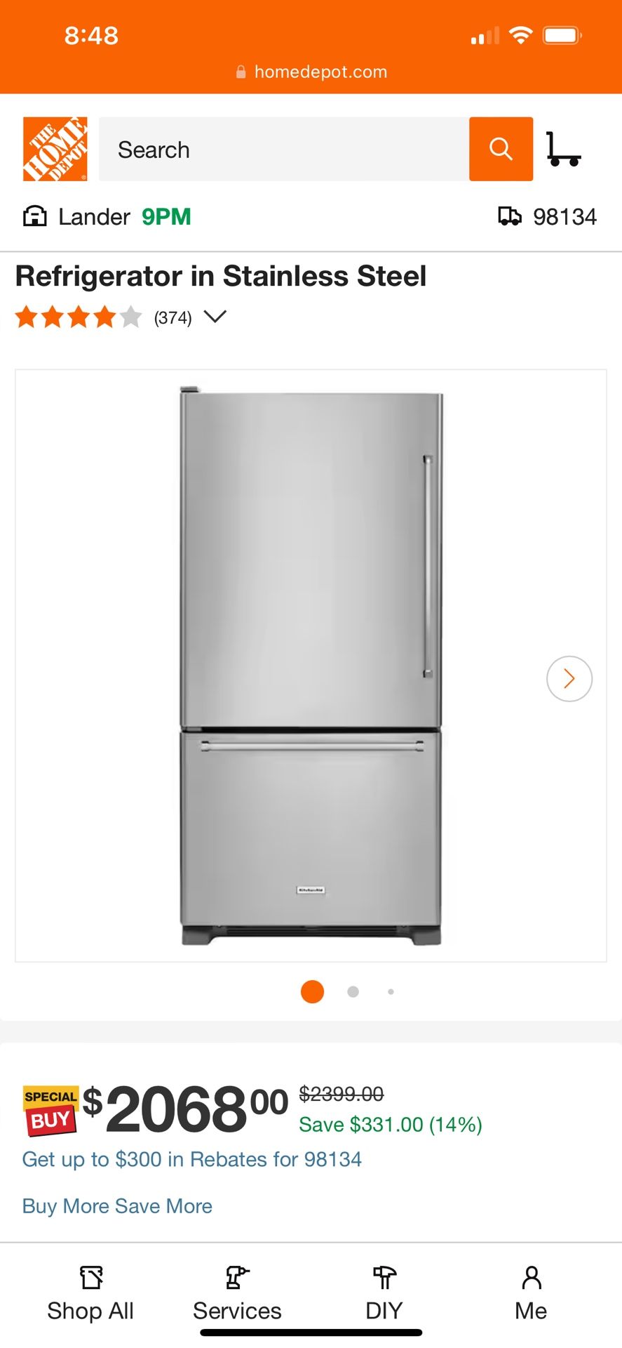 KitchenAid Stainless Steel Refrigerator 