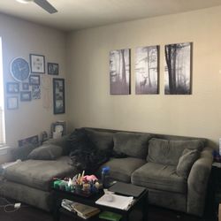 Grey Sofa With Ottoman