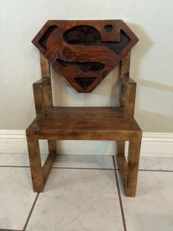 Vintage Hand Crafted Child’s/ Kids Wooden “SUPERMAN” Chair. Pre Owned.