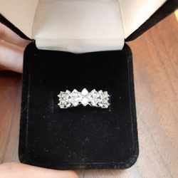 Platina 4 White Topaz Anniversary Ring Size 7