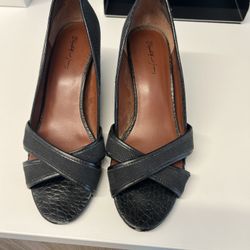 Elizabeth And James Black Canvas Wedges