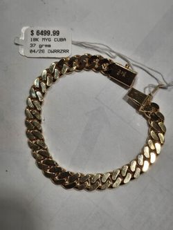 18k Yellow Gold Cuban Bracelet 
