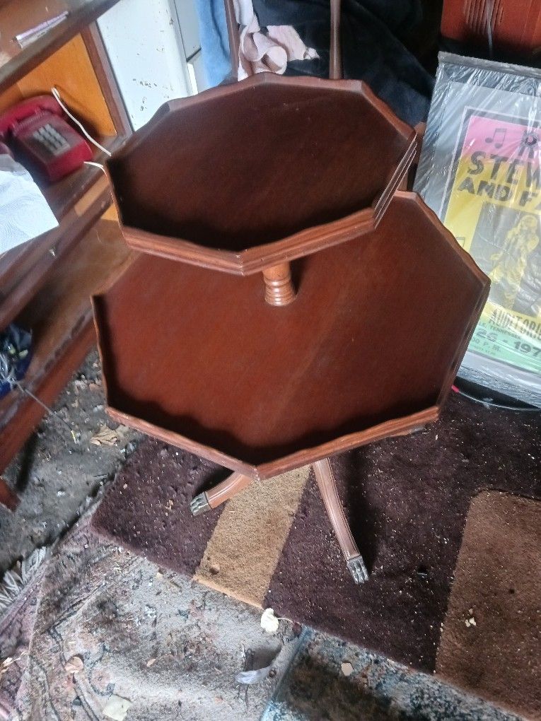 Two Tier All Wood Antique Table
