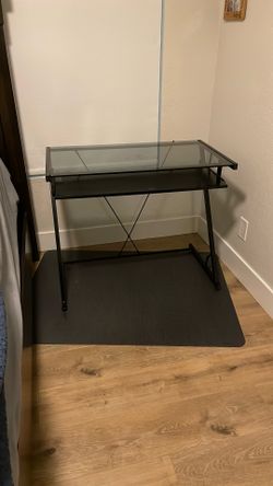 Computer Desk Glass Black