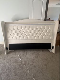 Cream King Sized Bed-Frame (Mattress Included)