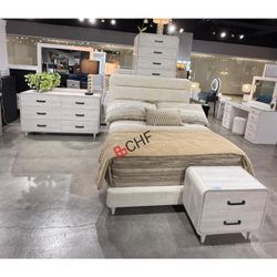 4 Piece Queen Size Bedroom Set ( Included Bed Frame , Dresser , Mirror , Nightstand )