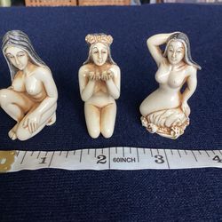 Japanese ladies set of 3 netsuke