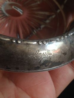 Sterling silver glass ashtray, candy dish , coaster