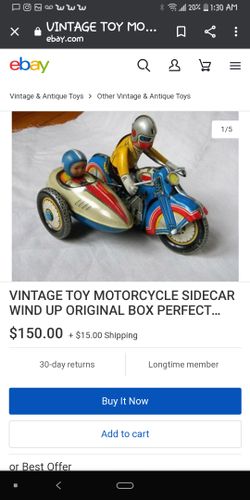 Antique vintage motorcycle sidecar toy for sale