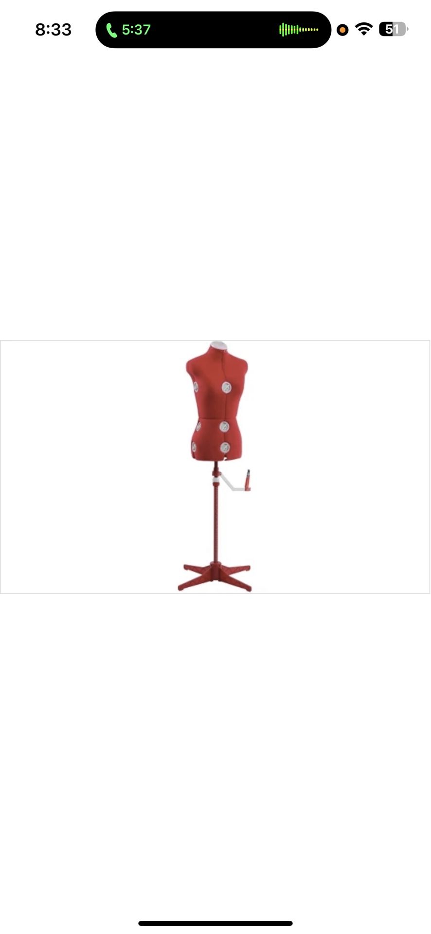 Singer Adjustable Dress Form, S/M Red