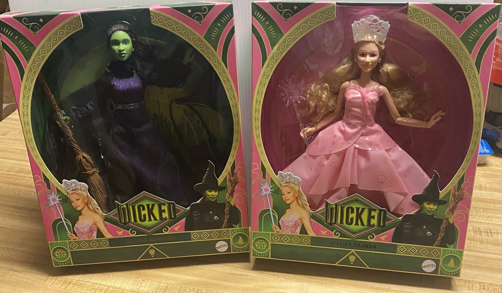 Deluxe Wicked dolls by Mattel-both URL misprint /Glinda & Elphaba brand new in box cash only See Description
