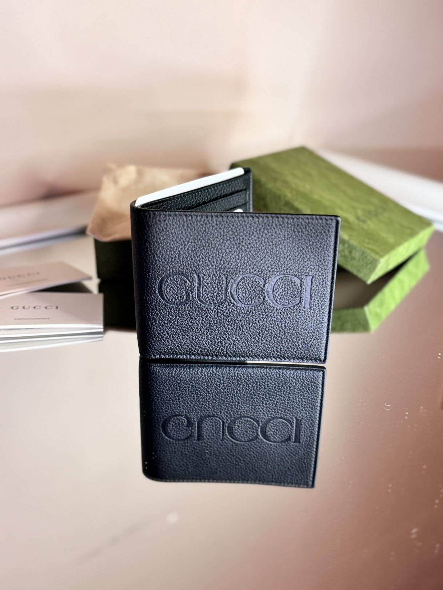 NEW Gucci Mens Leather Wallet Black