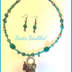 Handcrafted beaded butterfly necklace set