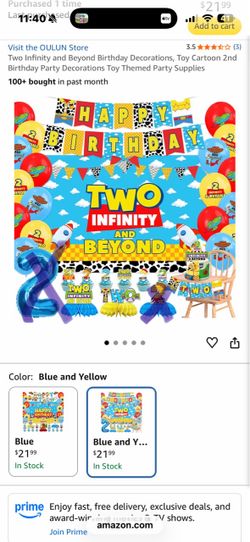 Two Infinity and Beyond 2nd Birthday Party Decorations Set