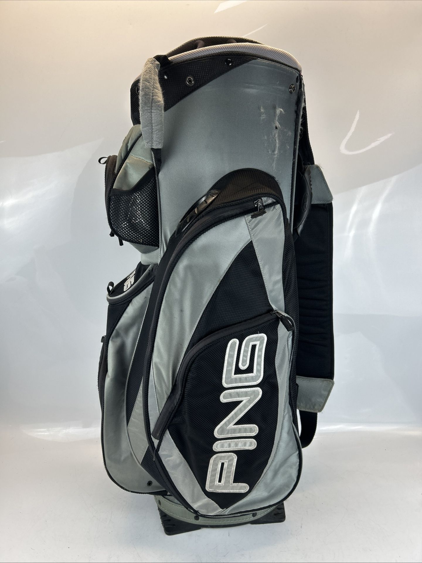 Ping Pioneer LC Golf Cart Bag 14-Way Black Gray Used But Sturdy 35" SEE