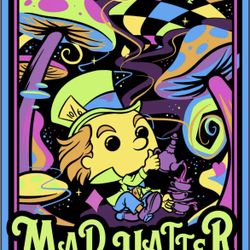 Blacklight Mad Hatter Funko Poster *BRAND NEW MINT* Disney Alice In Wonderland Glow