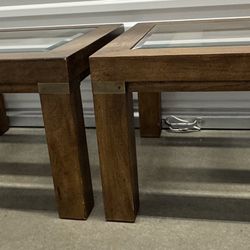 2-Vintage Drexel Heritage Furnishings Side/End Tables With Glass Tops