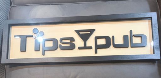 31.5” Tipsy Pub Bar Sign Shadow Box Wall Decor – Framed Home Bar Man Cave Sign