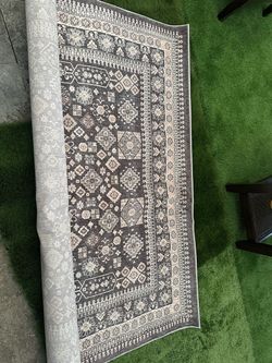 Dark Gray Persian-Style Area Rug