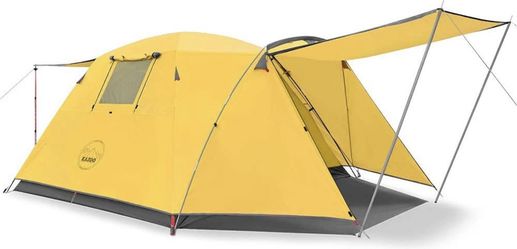KAZOO 4 Person Camping Tent Outdoor Waterproof Family Large Tents 4 People Easy Setup Tent with Porch Double Layer