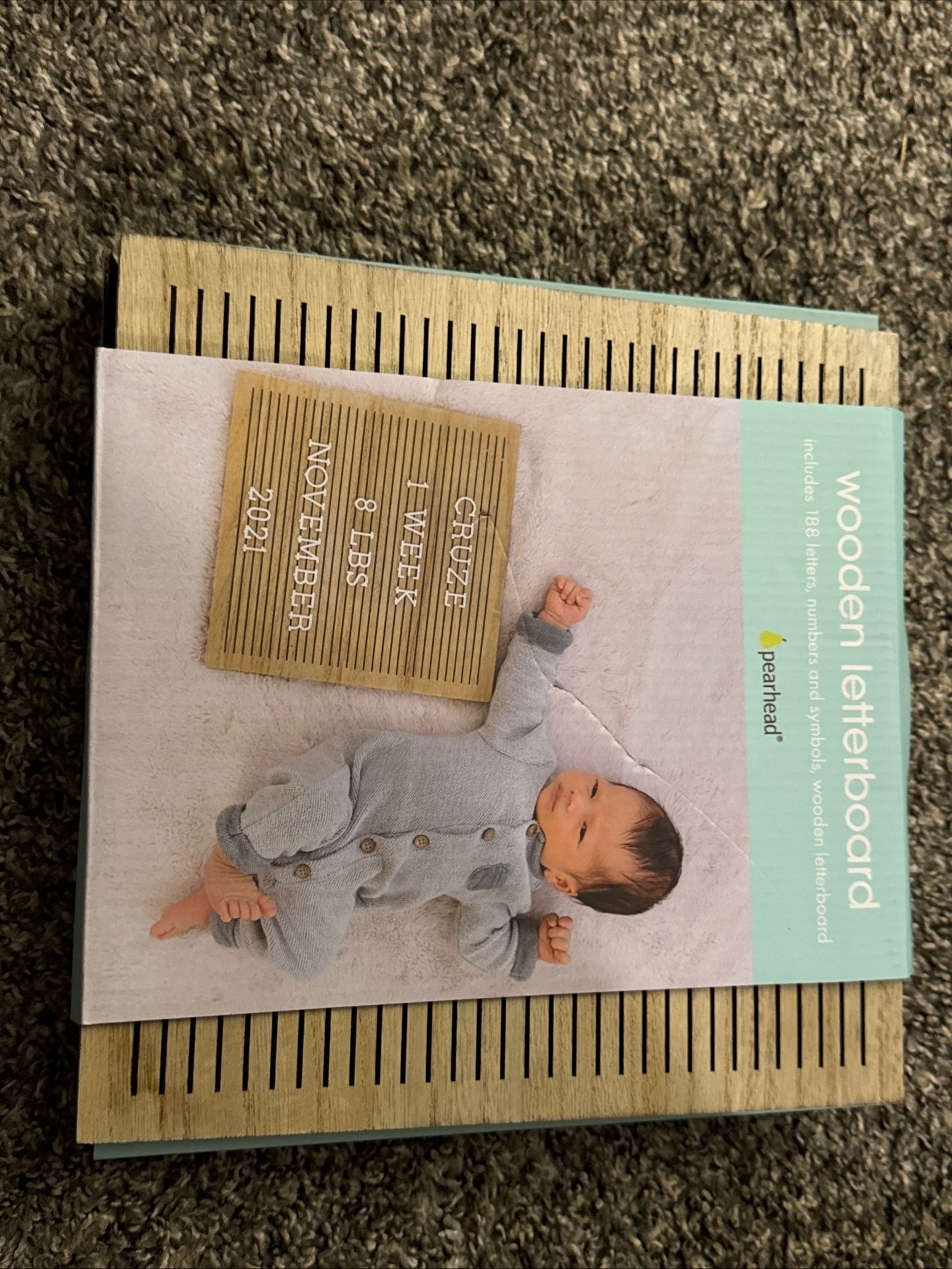 Pearhead Wooden Message Board for Home Décor or Baby Photos