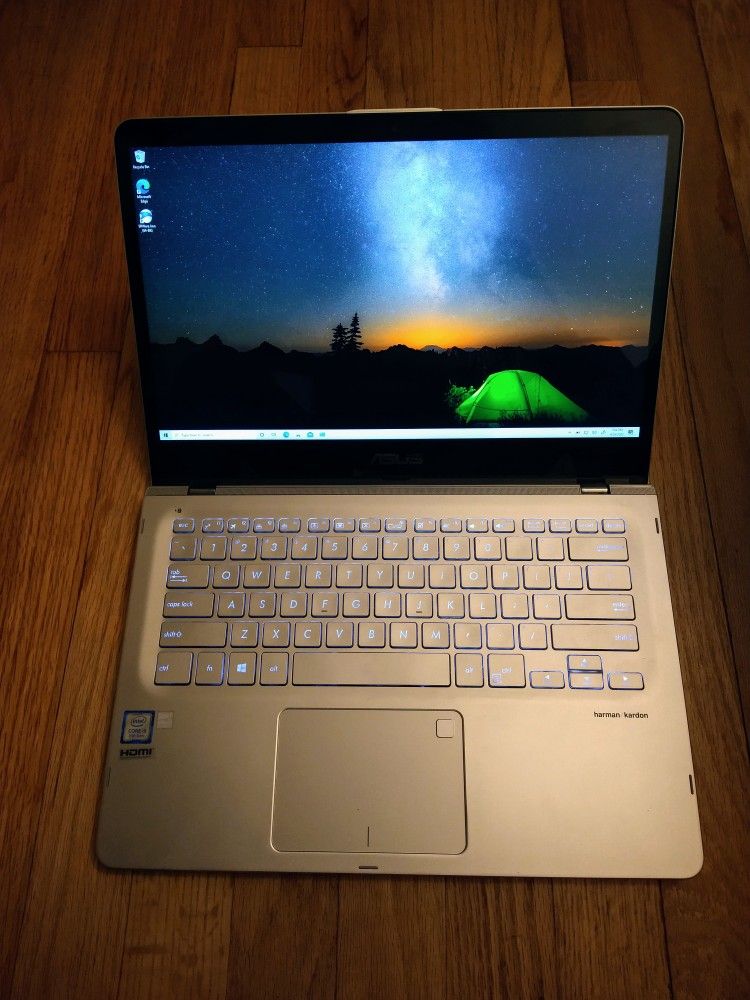 Fast! Asus 14" Touchscreen 2 in 1 Laptop/Tablet Intel Quad Core i5-8250U 1.6/3.4 GHz Turbo 8 GB Ram 1000 GB HD 1080P Full HD Webcam HDMI USB C Win 10