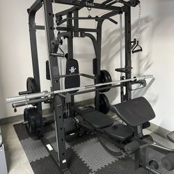 Vesta Fitness Smith Machine 1001 w/Bench Attachment | 230lb Bumpers Olympic Weights | 7ft Olympic Bar | Fitness | Gym Equipment | FREE DELIVERY 🚚 