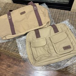 Brand NEW • 2 Piece • Bella Russo Canvas Messenger Bag + Duffle Bag