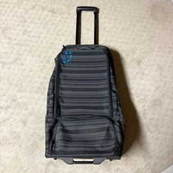 Dakine Duffle Split Roller Bag Large Wheeled Travel Bag Grey Blue Stripe
