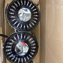 Pair Of 7” Inch Round Headlights Projectors Beam Led With Drl Lights 