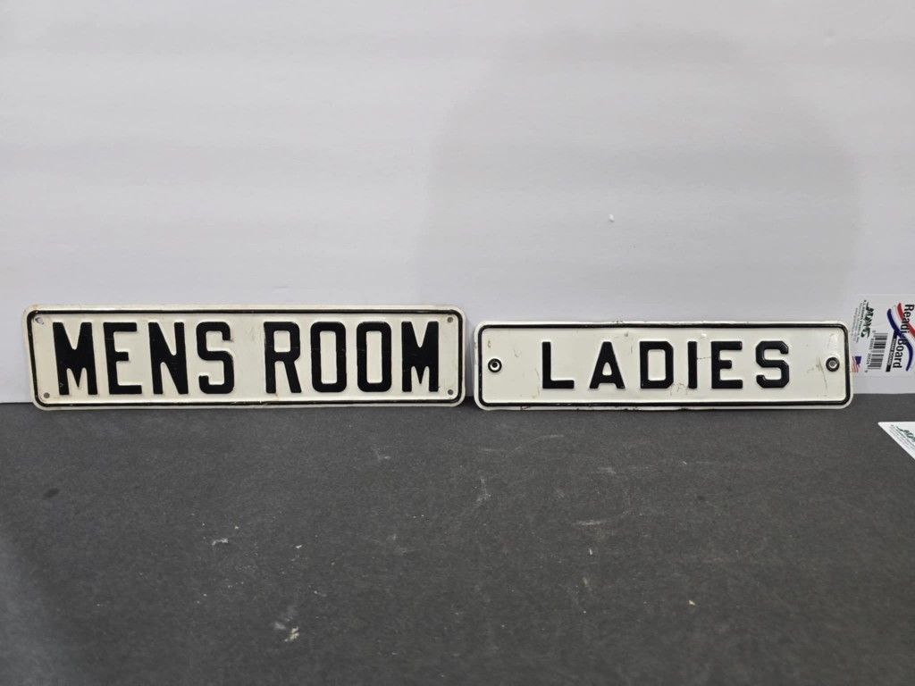 Vintage Embossed Tin Metal Signs - MENS ROOM / LADIES