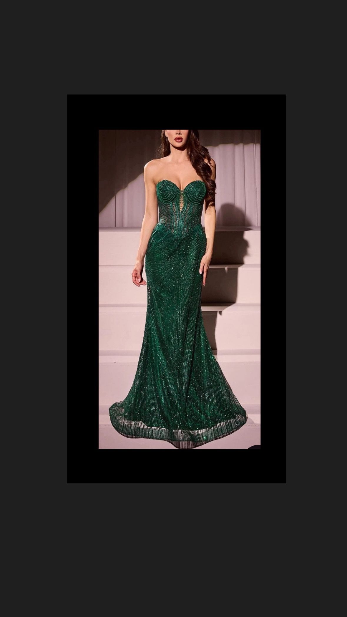 Emerald Green Strapless Prom Dress
