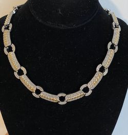 Stylish Vintage Silver & Gold Plated Collar Chunky Bar Link NECKLACE