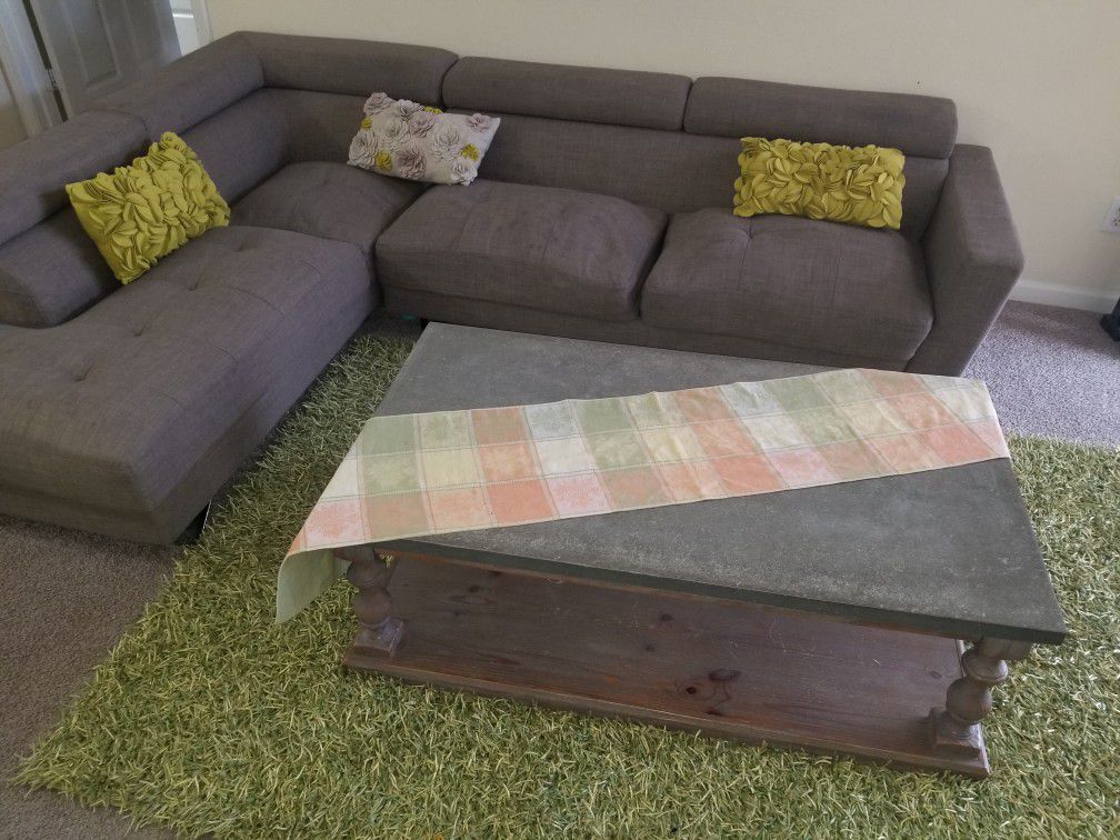Sectional coffee table and rug