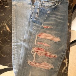 Pink patch Denim Amiri Jeans
