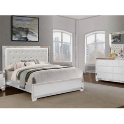 Bedroom set 4pc Queen including  Q Bed Frame Dresser Mirror one Nightstand  Not including mattress and box spring 