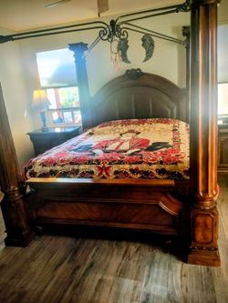 Solid wood king size bed and large dresser