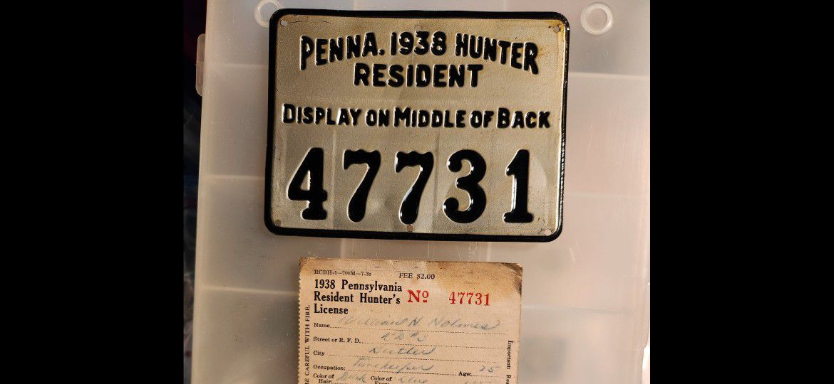 1938 PA Hunting License  Collectable. 