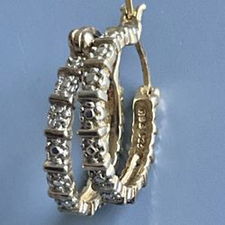 Round hoop earrings in 925 sterling silver and gold plated, 18mm