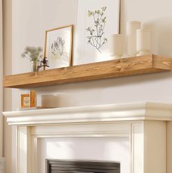 Floating wood shelf