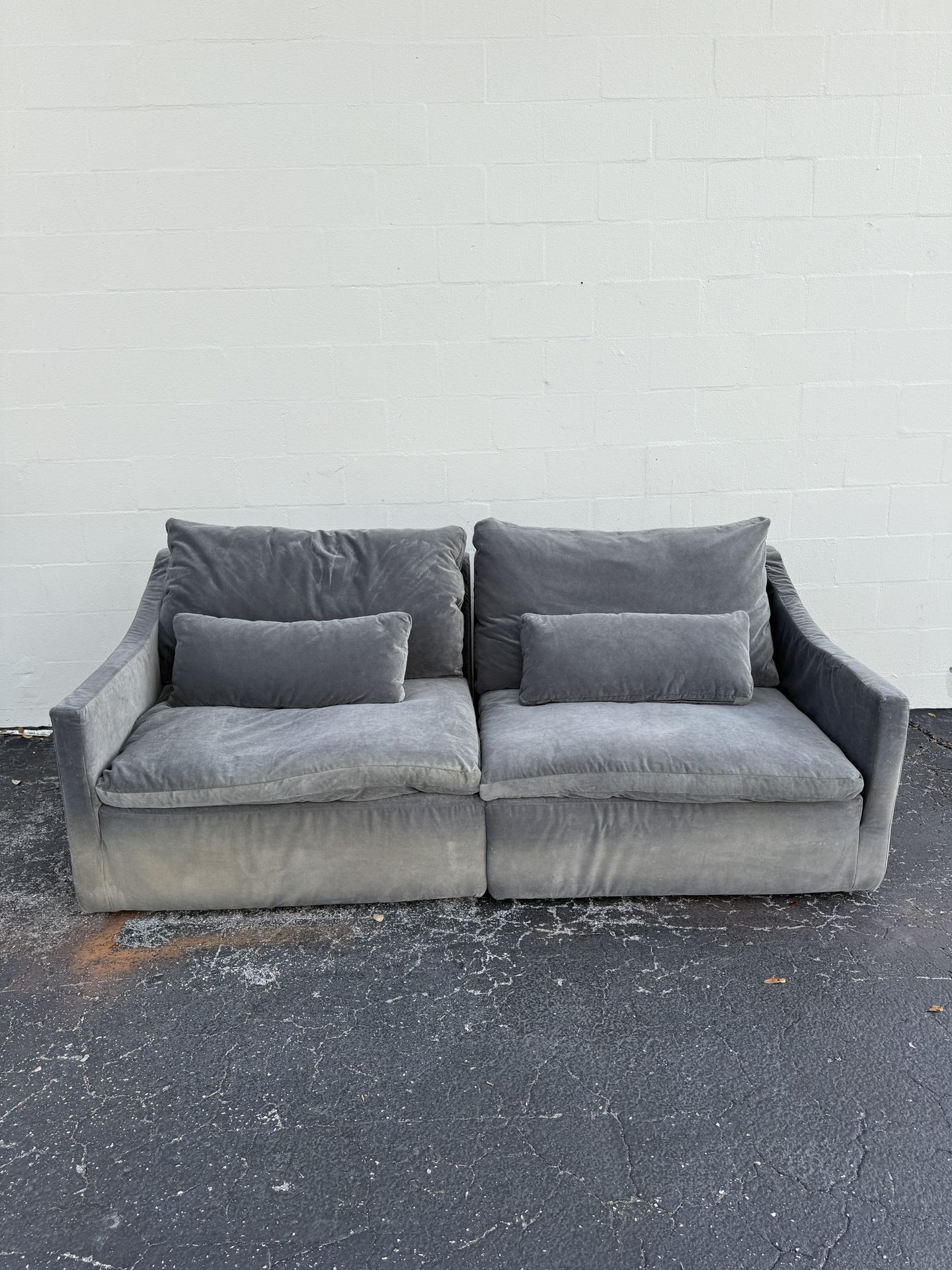 ✨ Beautiful Gray Restoration Hardware Velvet Loveseat ✨