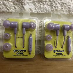 Set Of 2  in the Package Groove On Lavender Purple Earphones with Mic