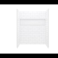 60 in. W x 30 in. D x 74 in. H Four-Piece Direct-to-Stud Shower Wall