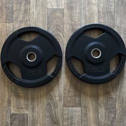 2 x 45lb Olympic Rubber Coated Tri-Grip Plates - 2” Thick