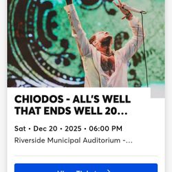 Chiodos Balcony Tickets December 20th 