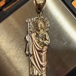 14K Gold San Judas Pendant rose gold and yellow gold
