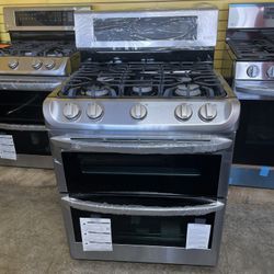 New LG ThinQ 5 Burner Double Oven Gas Stove 30” Wide
