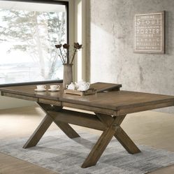 ROUNDHILL FURNITURE Raven Wood Cross-buck Base Dining Table with Butterfly Leaf