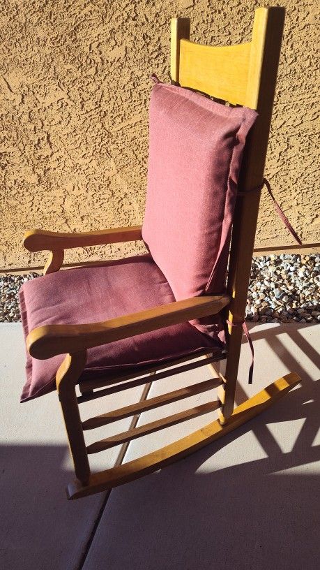Real Wood Sturdy Rocking Chair with Cushion