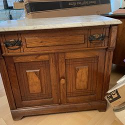 Marble & Wood Cabinet, Hutch, Table, Nightstand, End Table, Console, Cabinet, Credenza